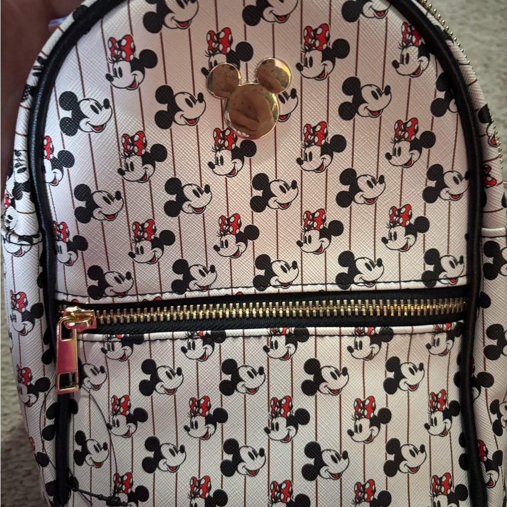 Disney Minnie Mouse Striped Backpack - Black, White, Red
